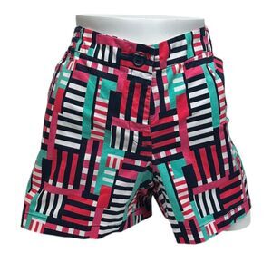 Crown & Ivy Women’s 12 Shorts Geometric Aztec Pink Navy Blue Bright Colorful